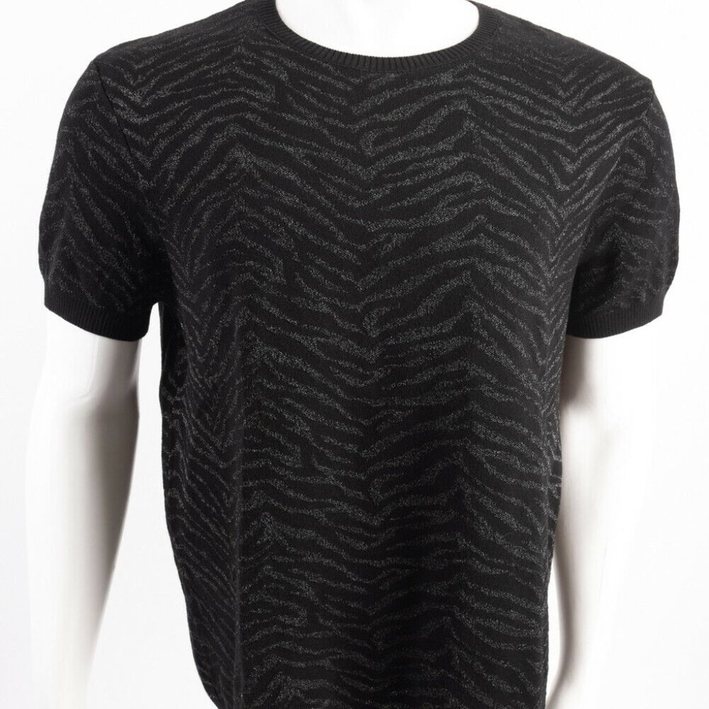 Zara Men Jacquard Sweater T-Shirt XL Black Shimmer